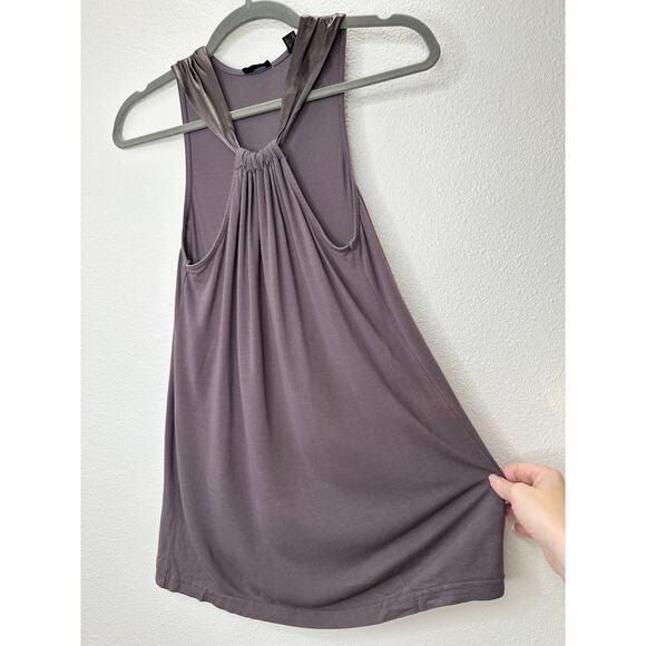 Esprit Gray Satin Strap Racer Front Flowy Tank Top - Picture 1 of 10